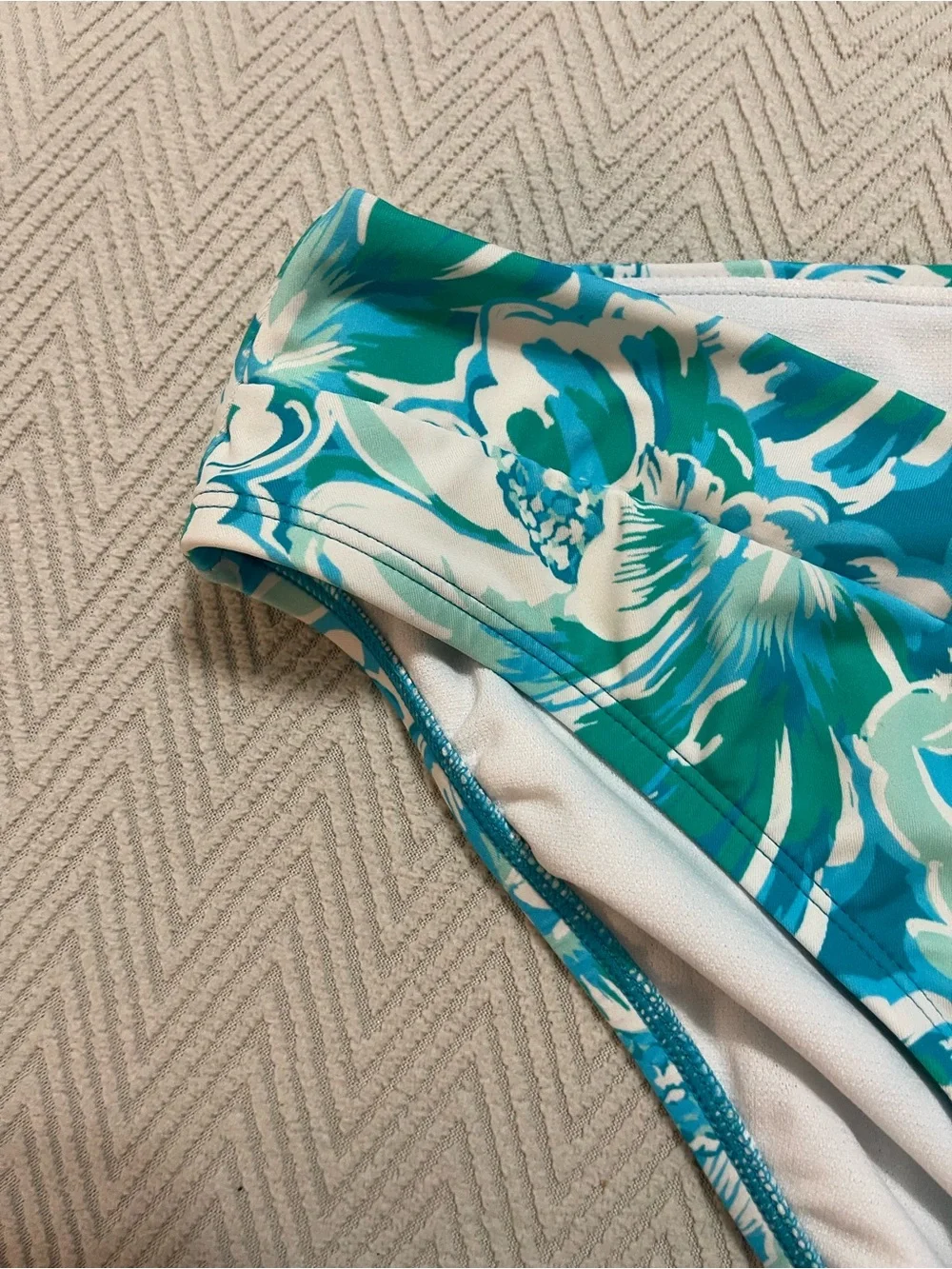 Floral Teal & White Bikini Bottoms Time and Tru Medium 8-10 swim